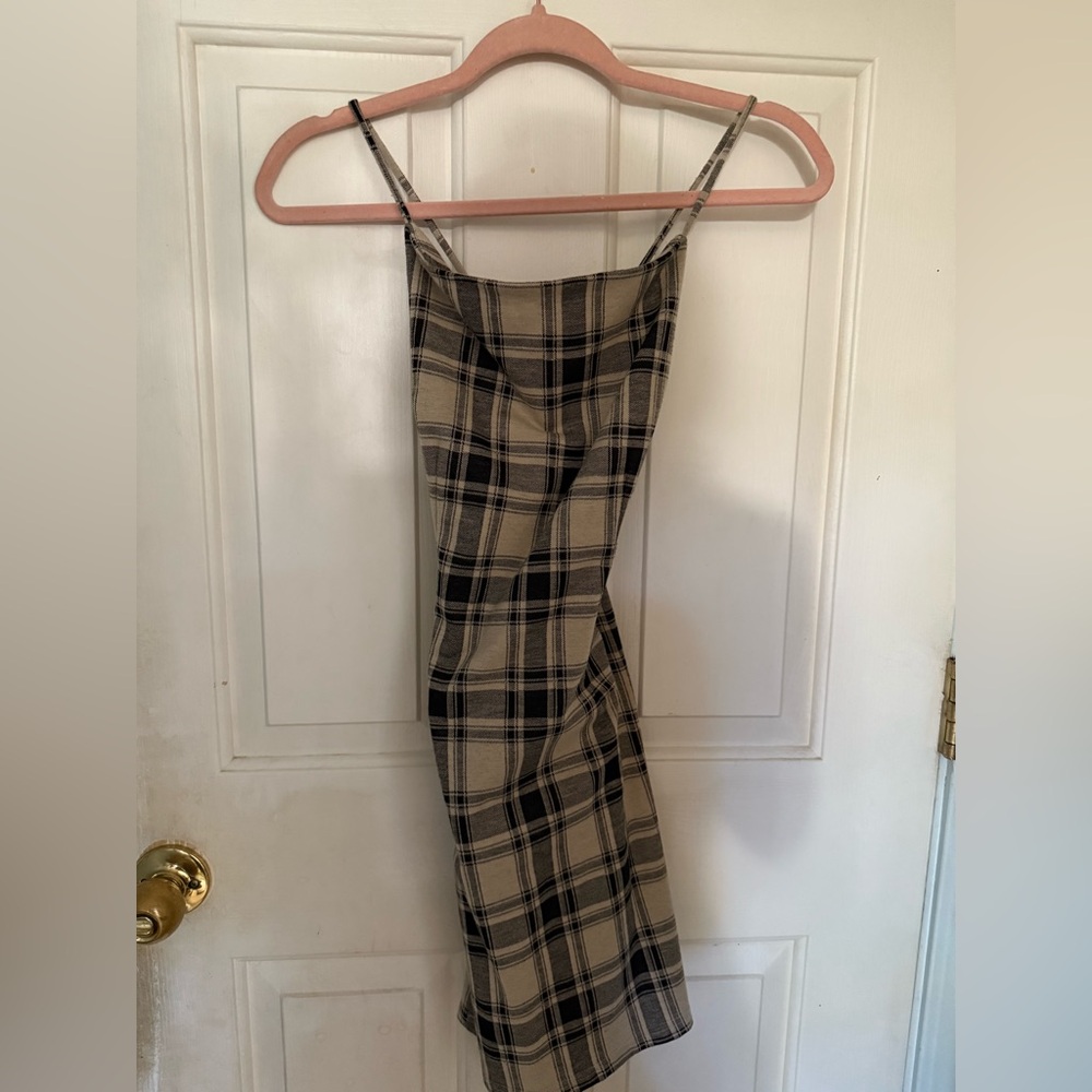 Better Be Black and Cream Plaid Dress